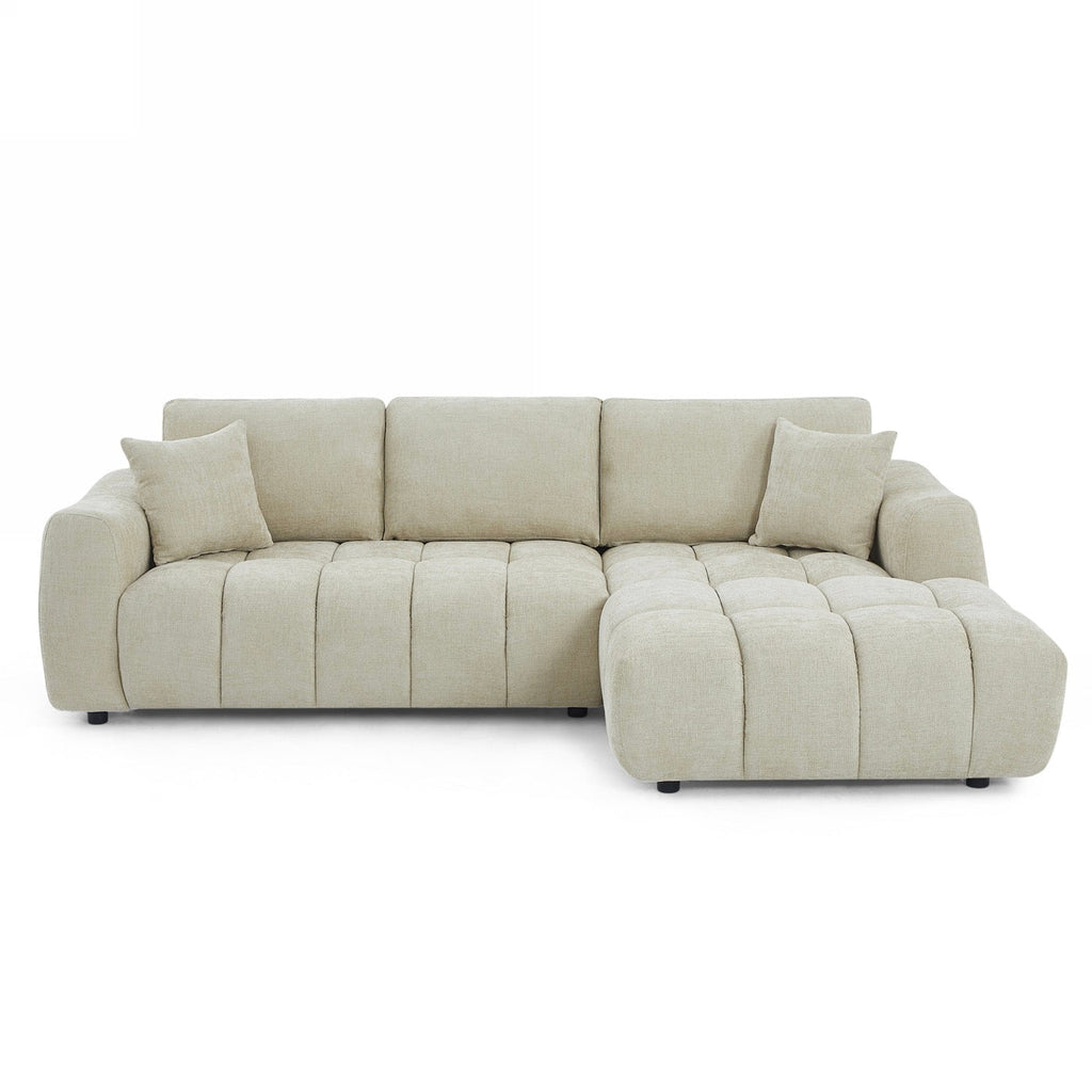 Kerea - Canapé D'Angle Droit Fixe 4 Places - Tissu Chenille Taupe