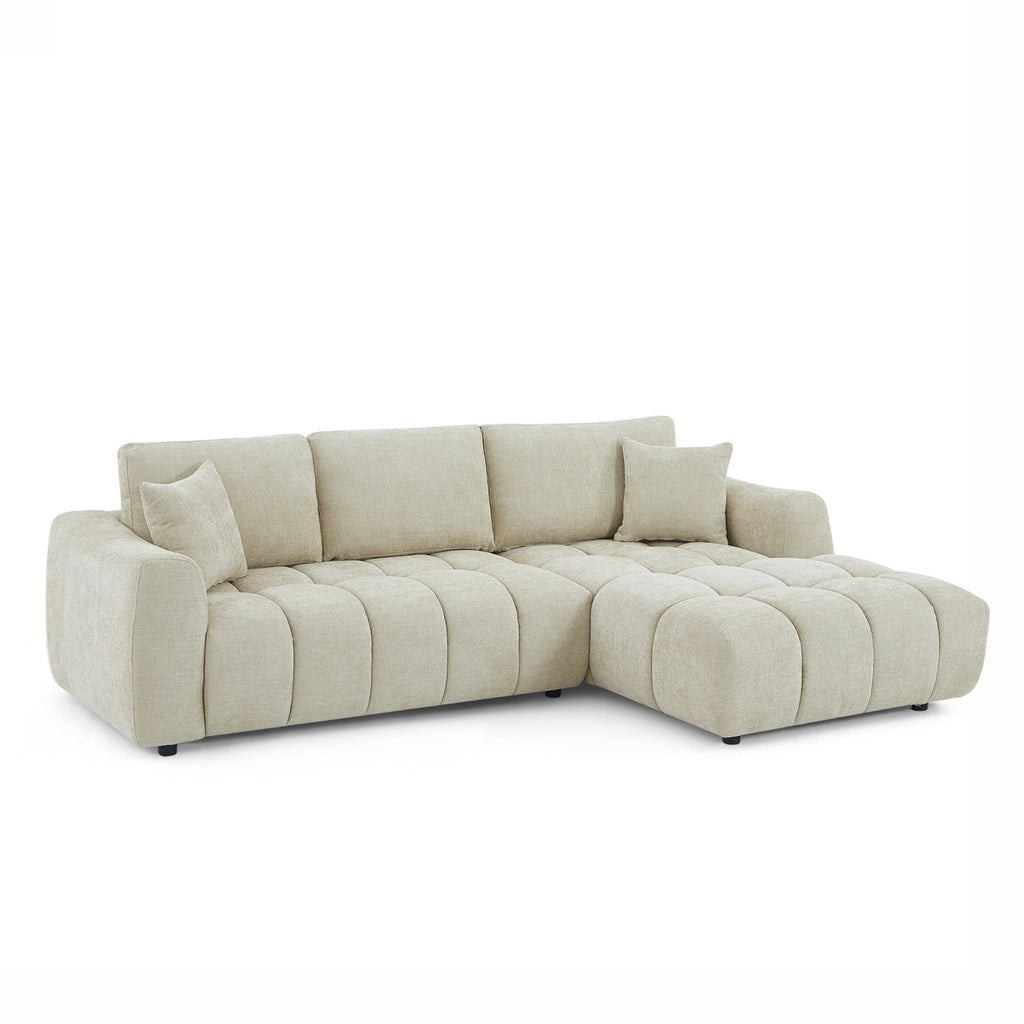 Kerea - Canapé D'Angle Droit Fixe 4 Places - Tissu Chenille Taupe
