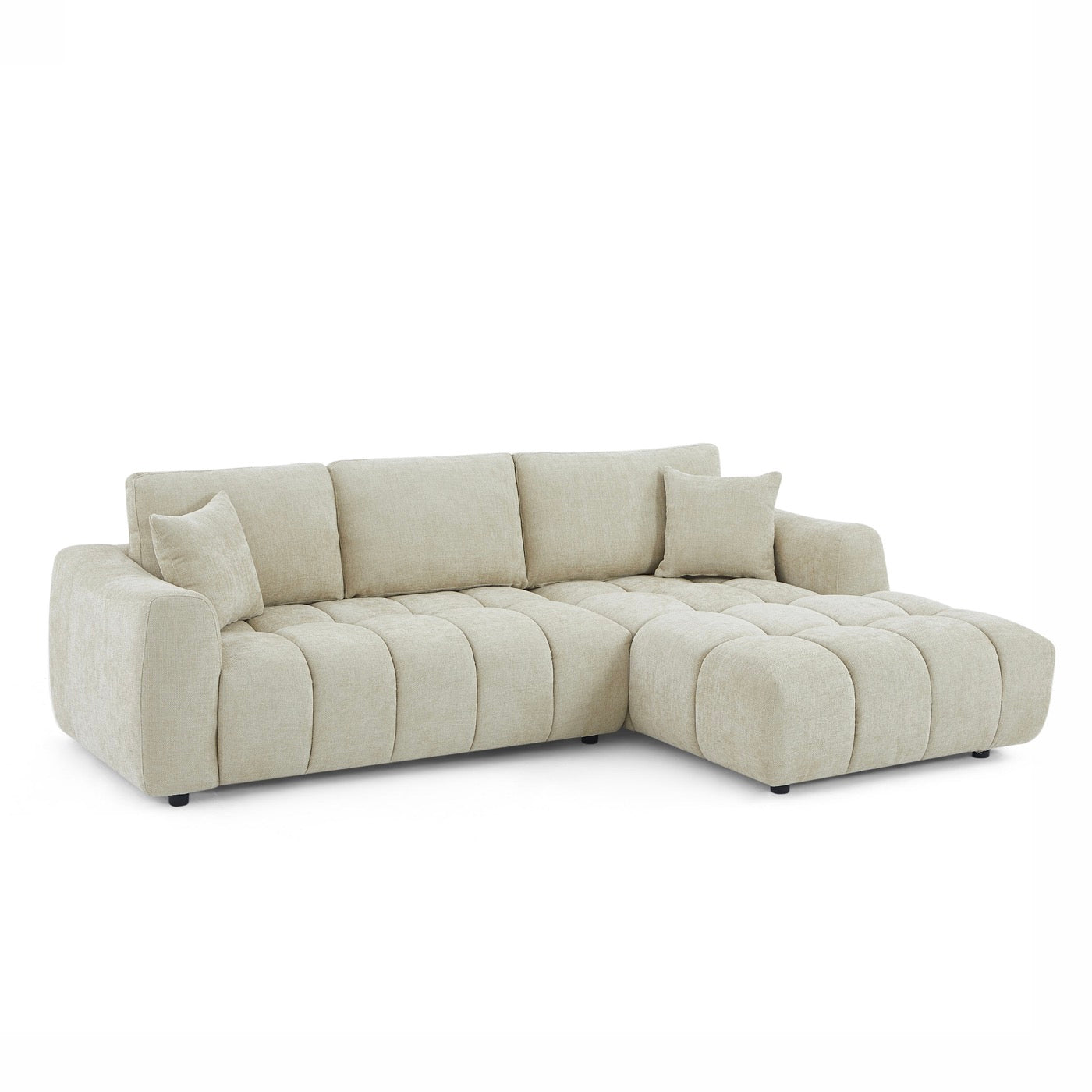 Kerea - Canapé D'Angle Droit Fixe 4 Places - Tissu Chenille Taupe