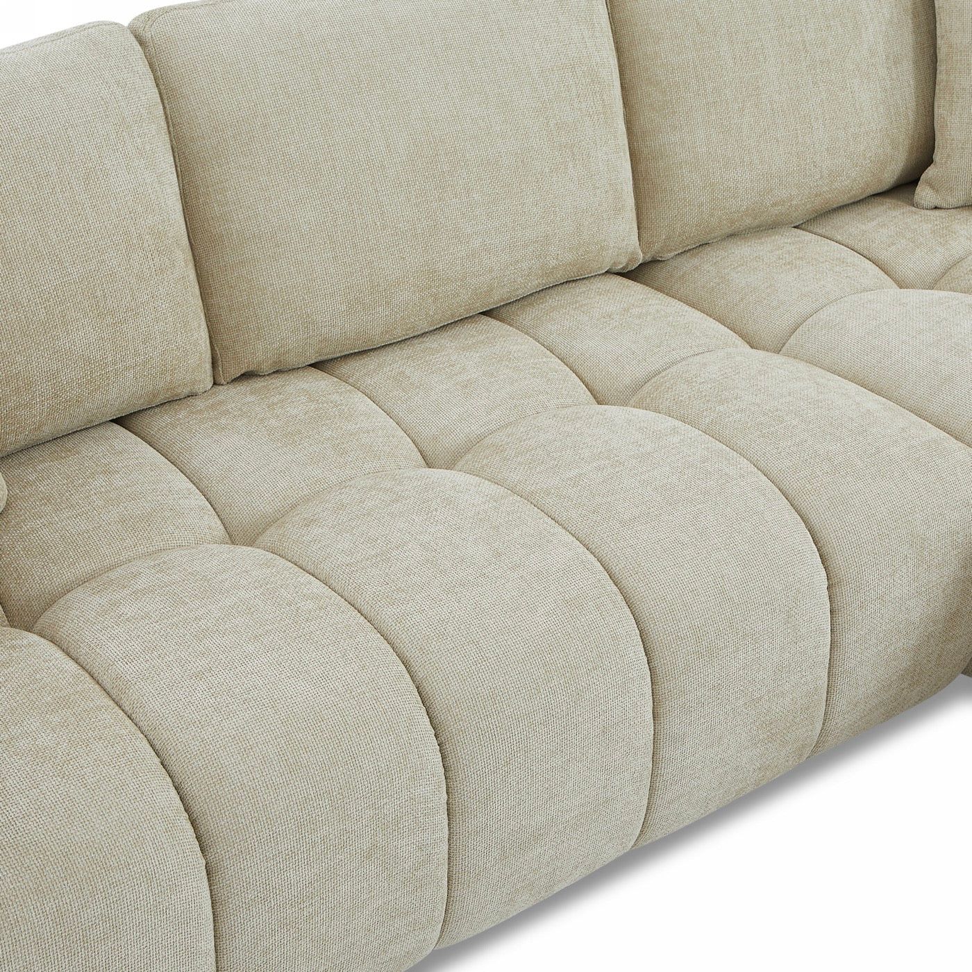 Kerea - Canapé D'Angle Droit Fixe 4 Places - Tissu Chenille Taupe