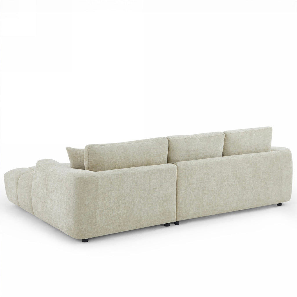 Kerea - Canapé D'Angle Droit Fixe 4 Places - Tissu Chenille Taupe