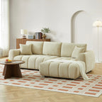 Kerea - Canapé D'Angle Droit Fixe 4 Places - Tissu Chenille Taupe