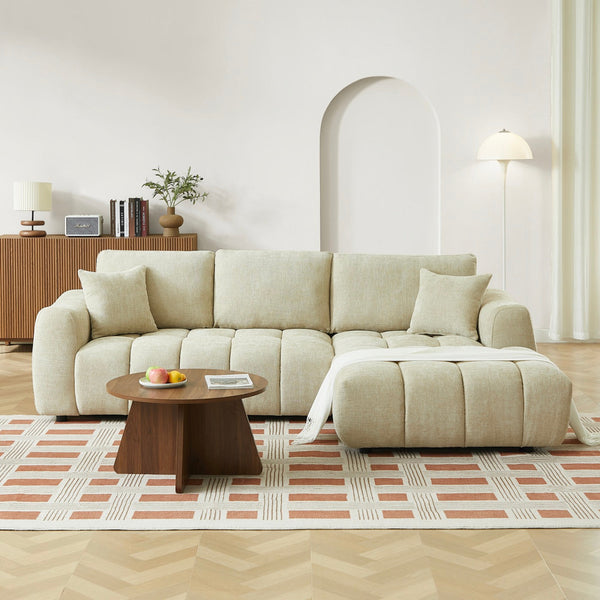 Kerea - Canapé D'Angle Droit Fixe 4 Places - Tissu Chenille Taupe