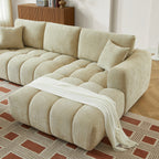 Kerea - Canapé D'Angle Droit Fixe 4 Places - Tissu Chenille Taupe
