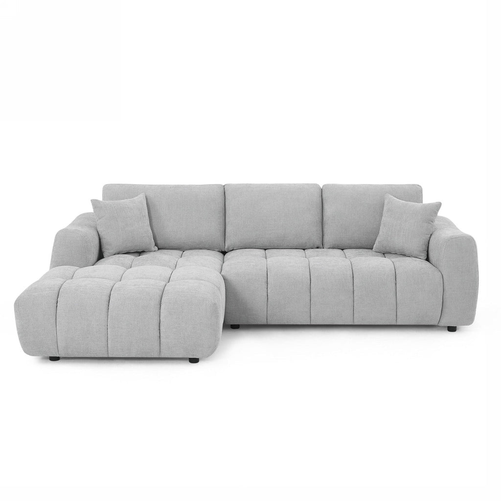 Kerea - Canapé D'Angle Gauche Fixe 4 Places - Tissu Chenille Gris