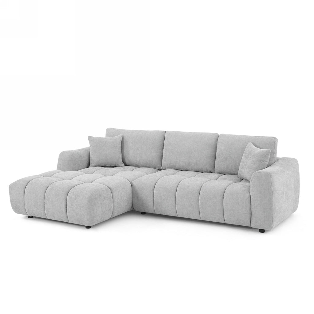 Kerea - Canapé D'Angle Gauche Fixe 4 Places - Tissu Chenille Gris