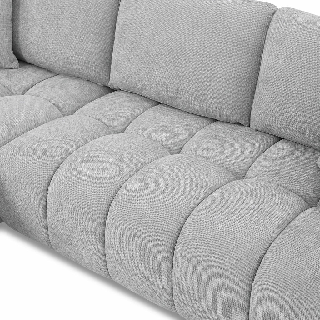Kerea - Canapé D'Angle Gauche Fixe 4 Places - Tissu Chenille Gris
