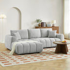 Kerea - Canapé D'Angle Gauche Fixe 4 Places - Tissu Chenille Gris
