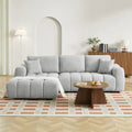 Kerea - Canapé D'Angle Gauche Fixe 4 Places - Tissu Chenille Gris