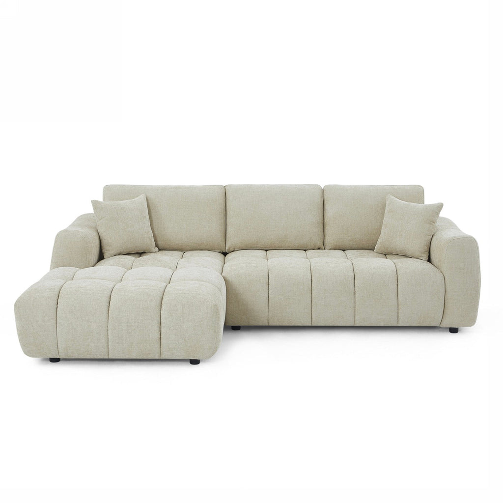 Kerea - Canapé D'Angle Gauche Fixe 4 Places - Tissu Chenille Taupe