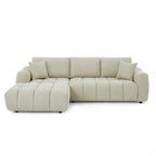 Kerea - Canapé D'Angle Gauche Fixe 4 Places - Tissu Chenille Taupe