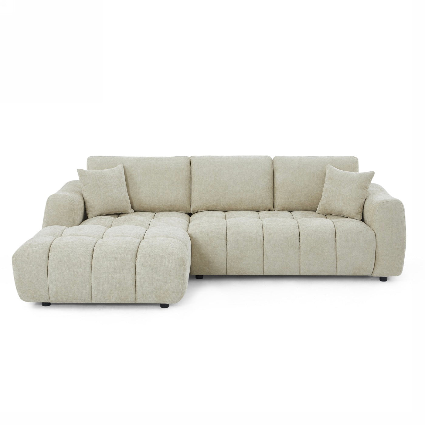 Kerea - Canapé D'Angle Gauche Fixe 4 Places - Tissu Chenille Taupe