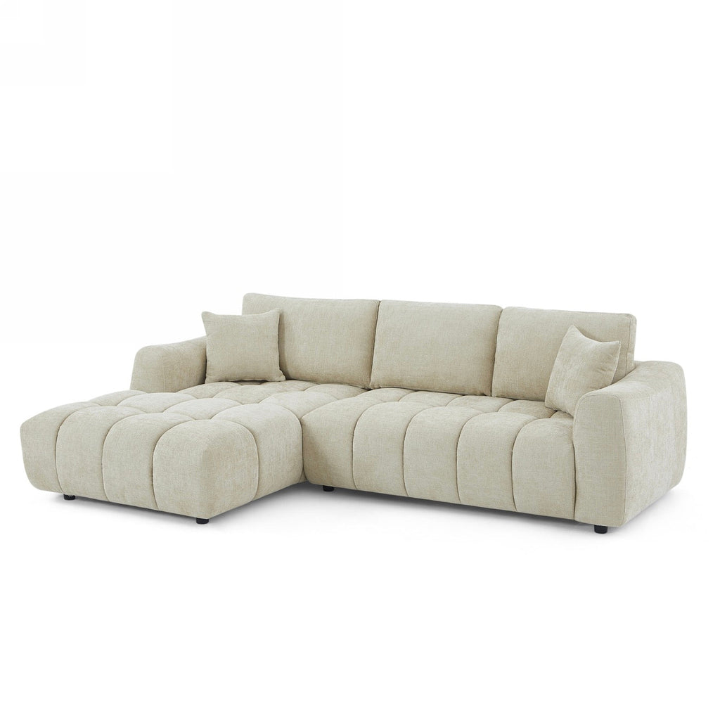 Kerea - Canapé D'Angle Gauche Fixe 4 Places - Tissu Chenille Taupe