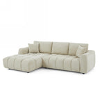 Kerea - Canapé D'Angle Gauche Fixe 4 Places - Tissu Chenille Taupe
