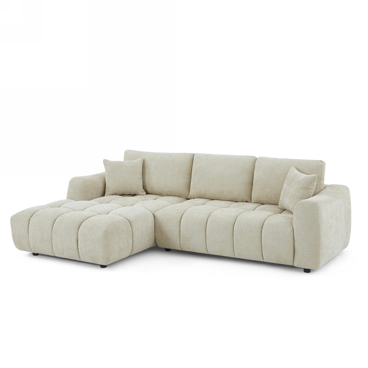 Kerea - Canapé D'Angle Gauche Fixe 4 Places - Tissu Chenille Taupe