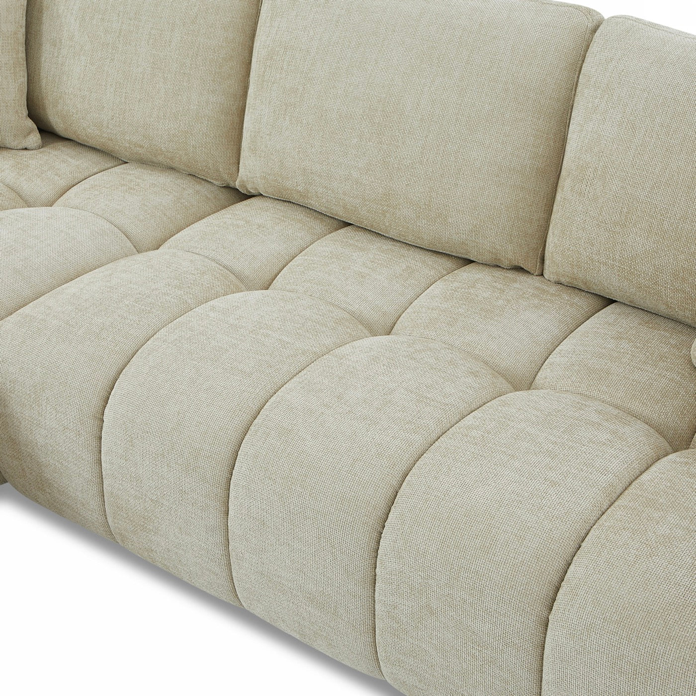 Kerea - Canapé D'Angle Gauche Fixe 4 Places - Tissu Chenille Taupe