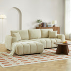 Kerea - Canapé D'Angle Gauche Fixe 4 Places - Tissu Chenille Taupe