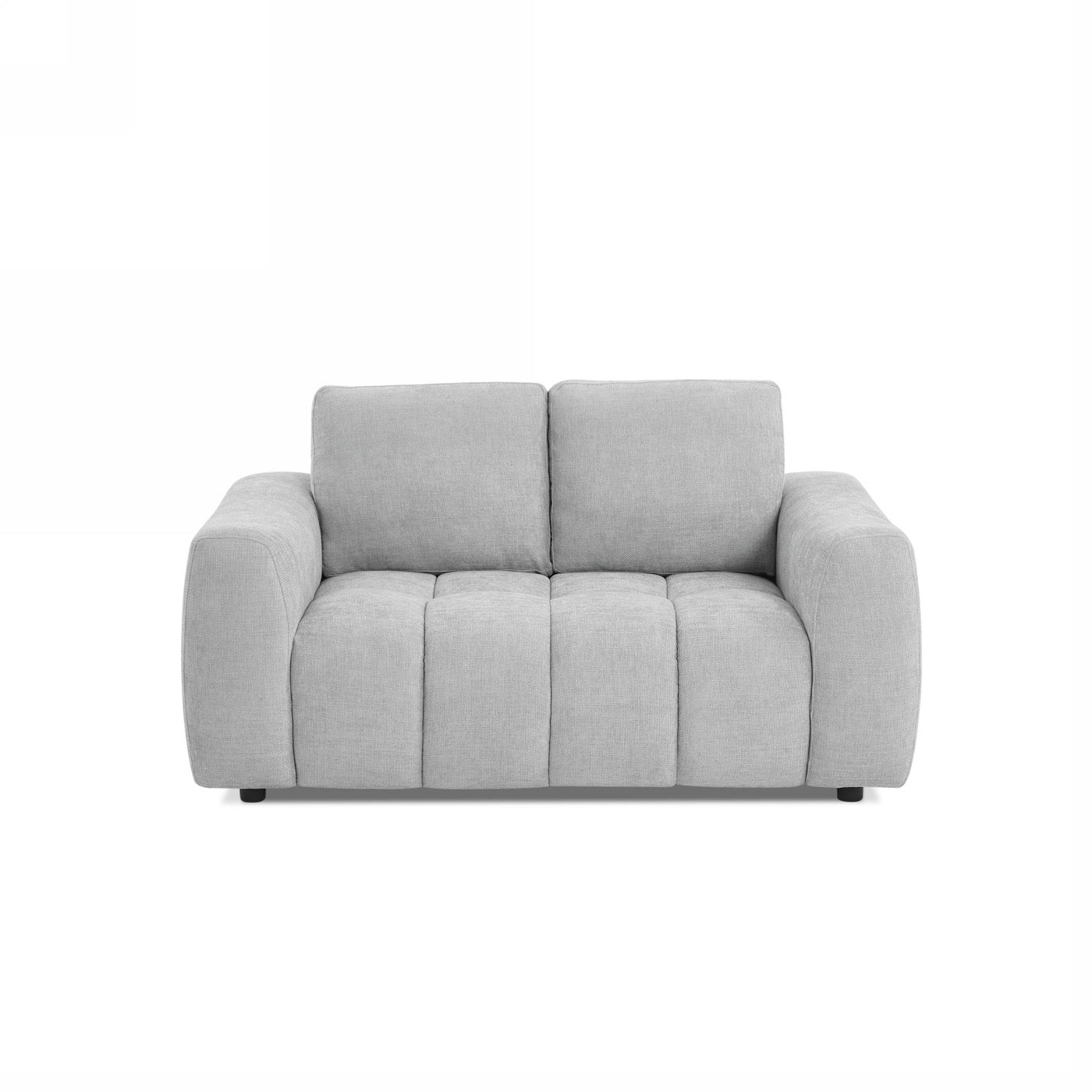 Kerea - Canapé Droit Fixe 2 Places - Tissu Chenille Gris