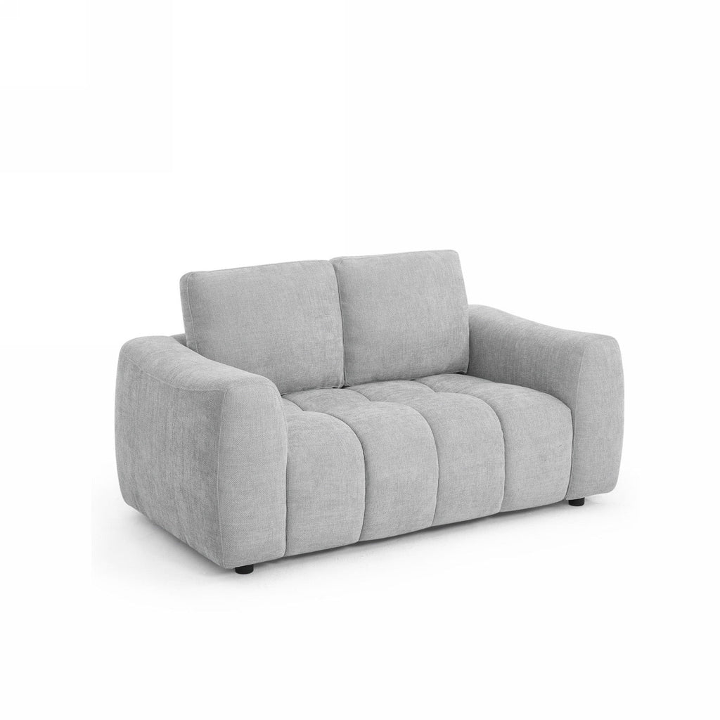 Kerea - Canapé Droit Fixe 2 Places - Tissu Chenille Gris