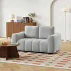 Kerea - Canapé Droit Fixe 2 Places - Tissu Chenille Gris