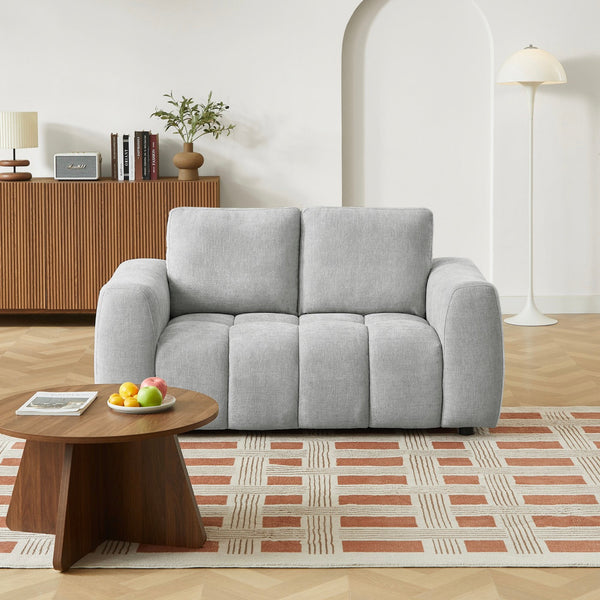 Kerea - Canapé Droit Fixe 2 Places - Tissu Chenille Gris