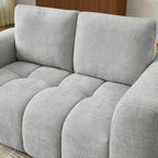 Kerea - Canapé Droit Fixe 2 Places - Tissu Chenille Gris