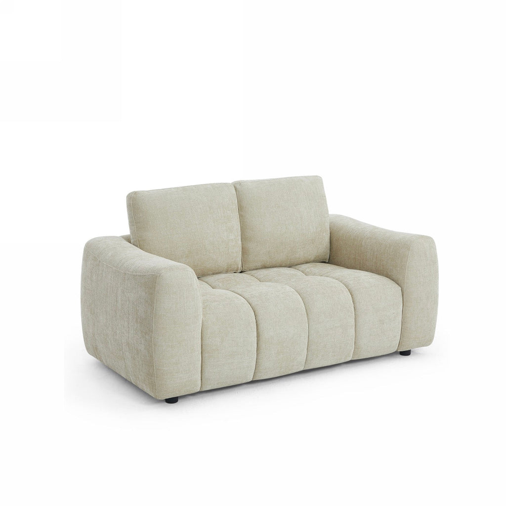 Kerea - Canapé Droit Fixe 2 Places - Tissu Chenille Taupe