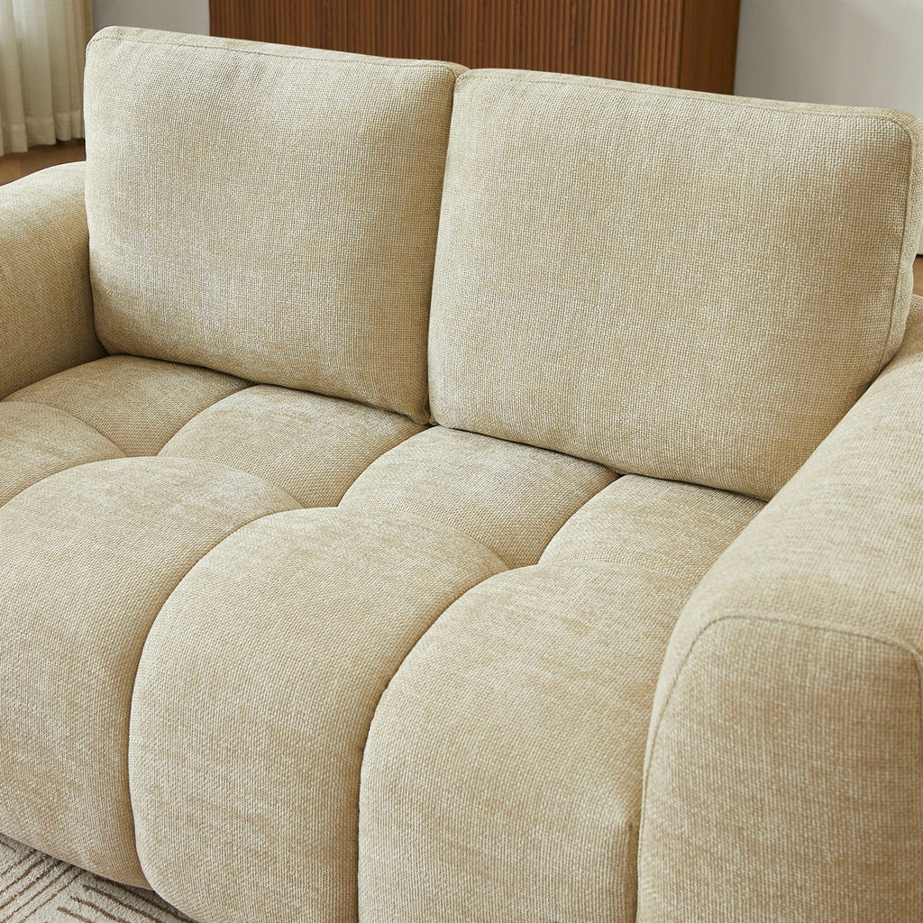 Kerea - Canapé Droit Fixe 2 Places - Tissu Chenille Taupe
