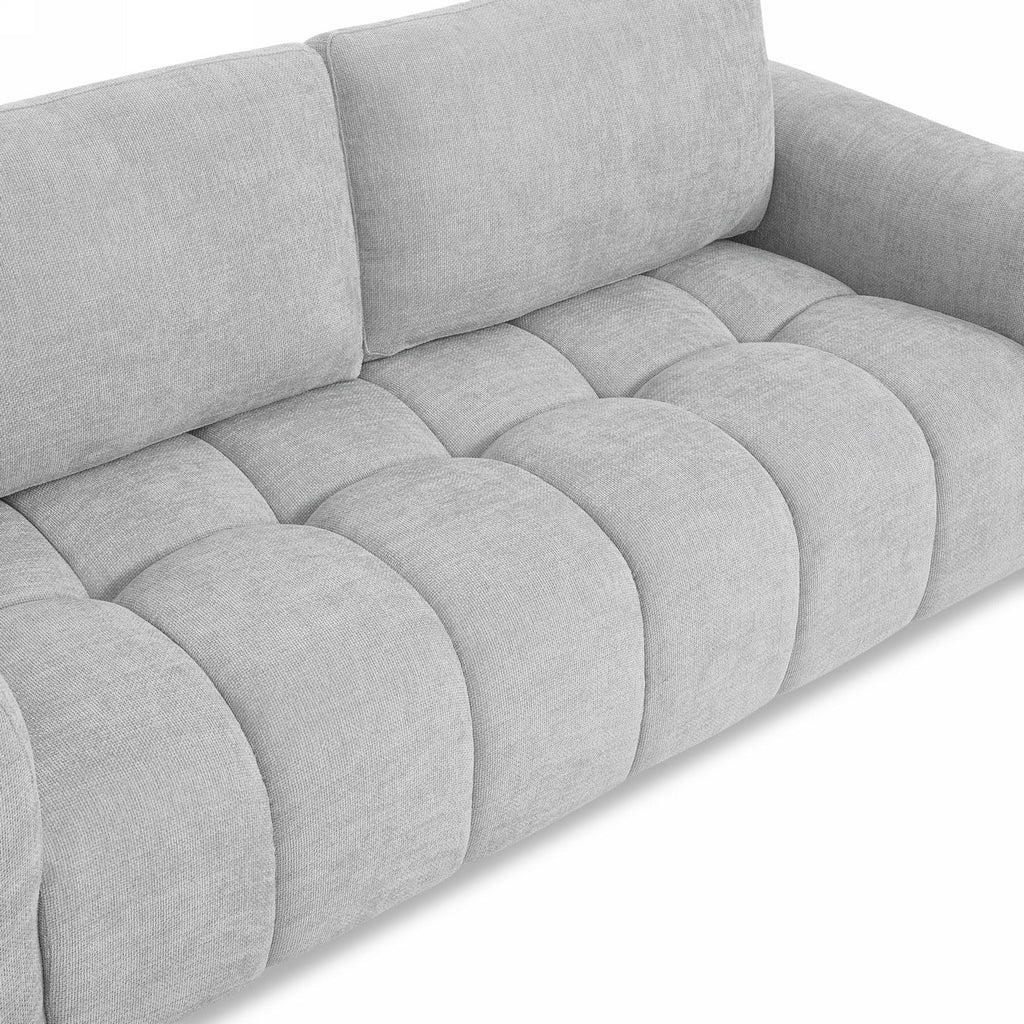 Kerea - Canapé Droit Fixe 3 Places - Tissu Chenille Gris