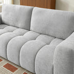 Kerea - Canapé Droit Fixe 3 Places - Tissu Chenille Gris