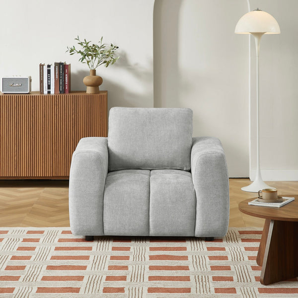 Kerea - Fauteuil Fixe 1 Place - Tissu Chenille Gris