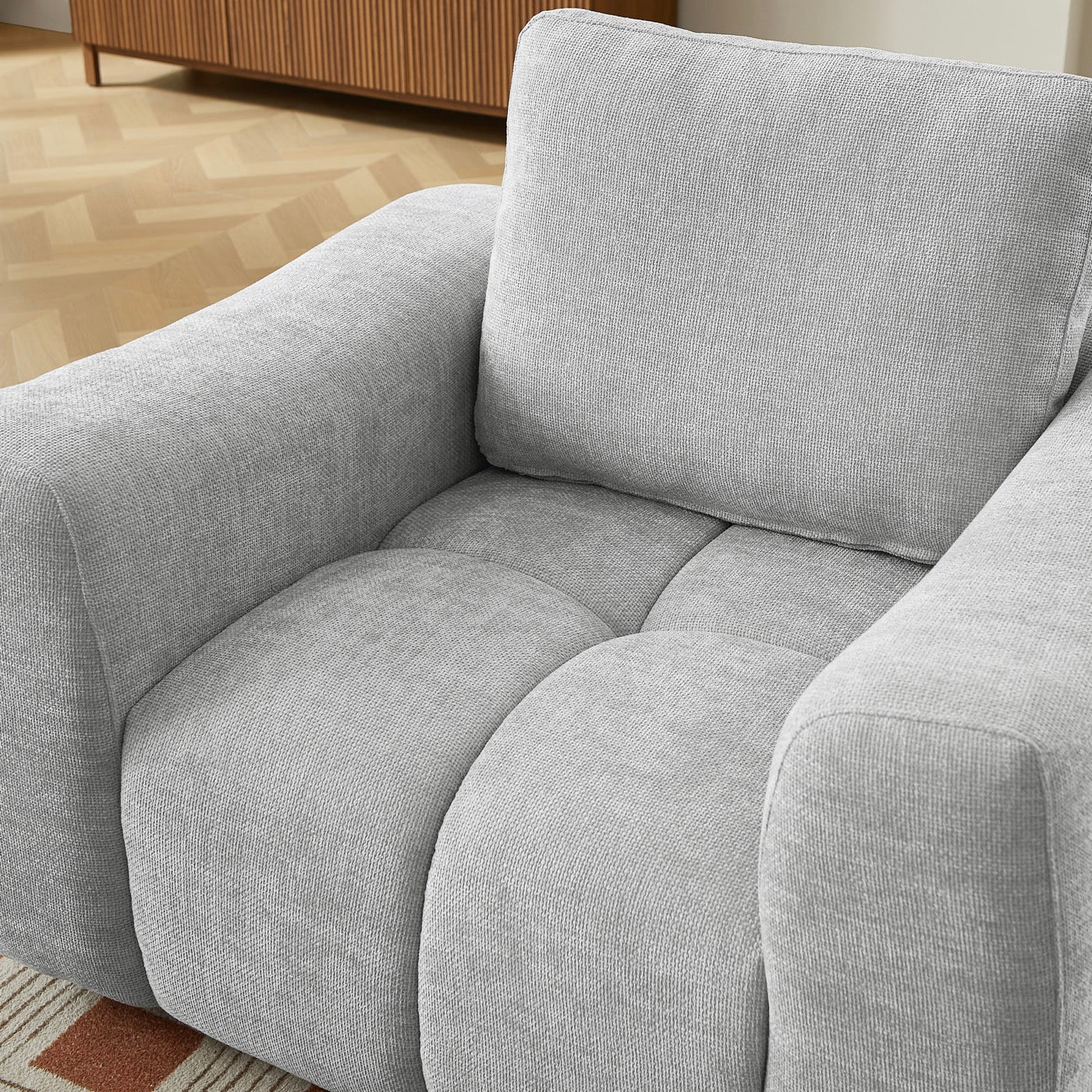 Kerea - Fauteuil Fixe 1 Place - Tissu Chenille Gris