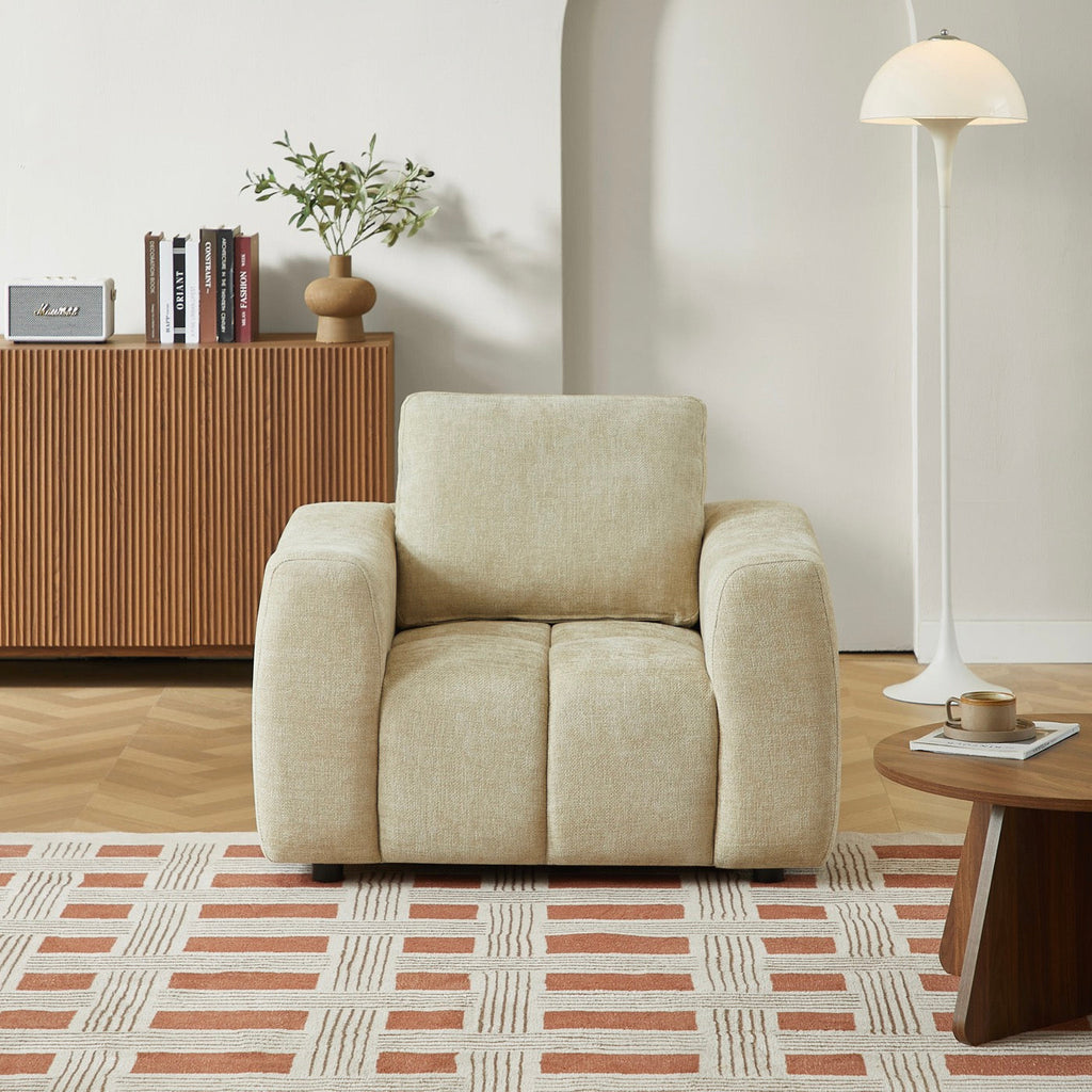 Kerea - Fauteuil Fixe 1 Place - Tissu Chenille Taupe