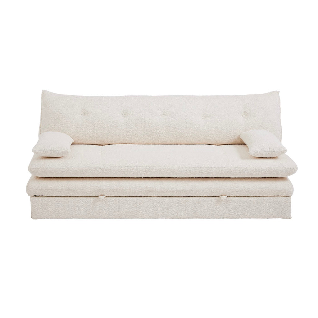 Kiara - Banquette Convertible 3 Places - Tissu Bouclette Beige