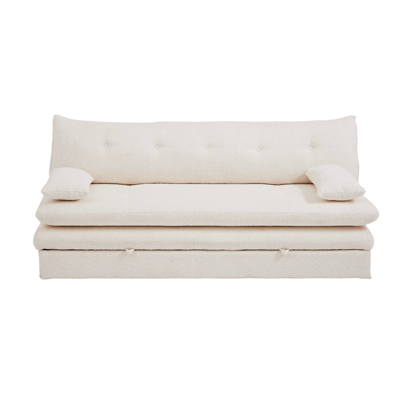 Kiara - Banquette Convertible 3 Places - Tissu Bouclette Beige