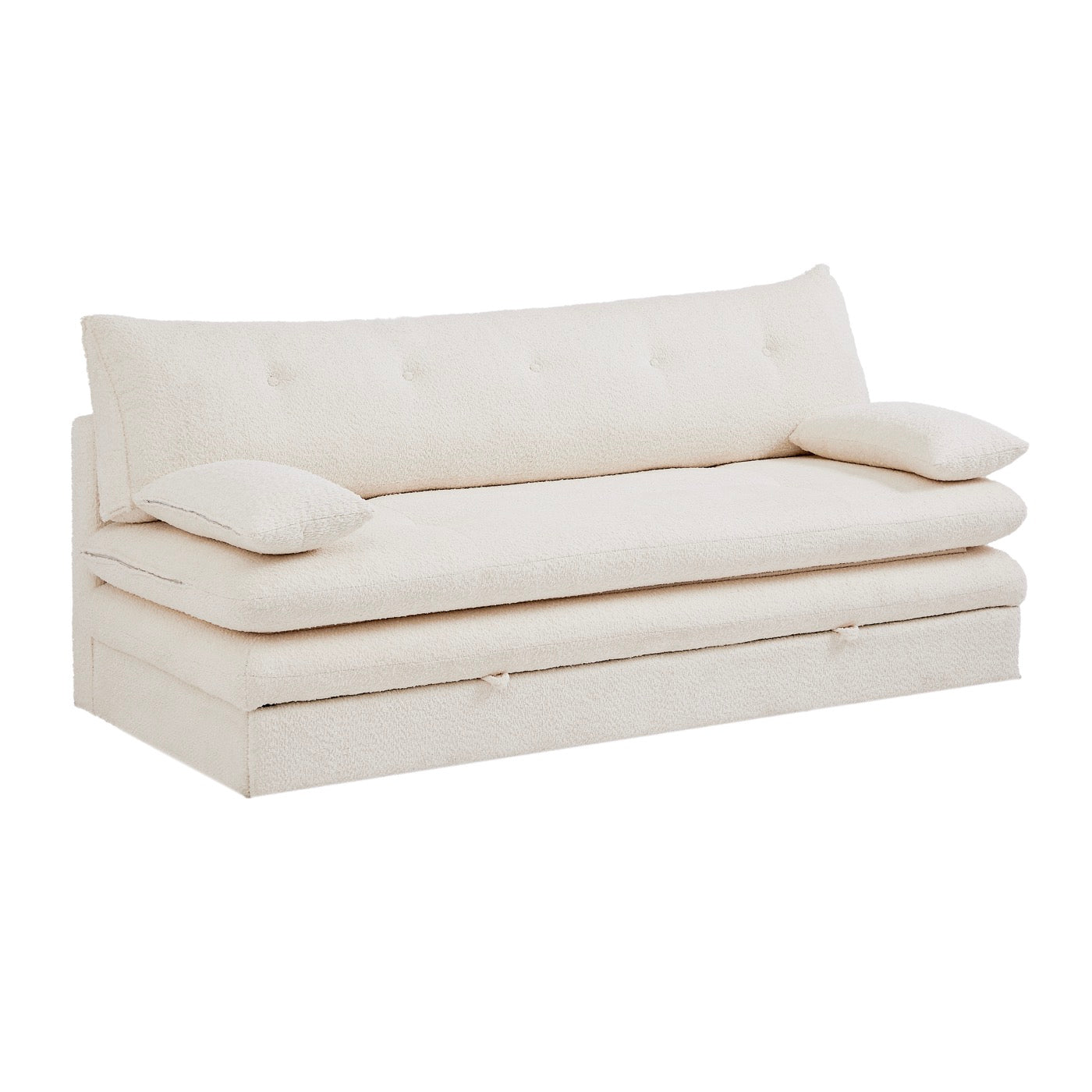 Kiara - Banquette Convertible 3 Places - Tissu Bouclette Beige