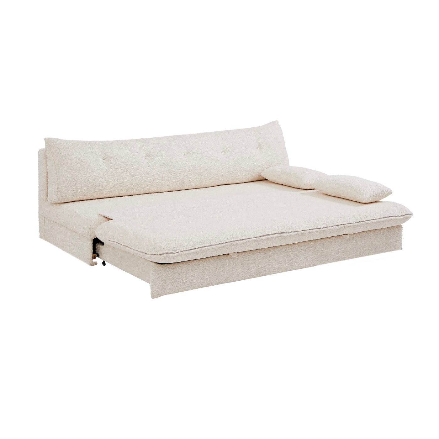 Kiara - Banquette Convertible 3 Places - Tissu Bouclette Beige