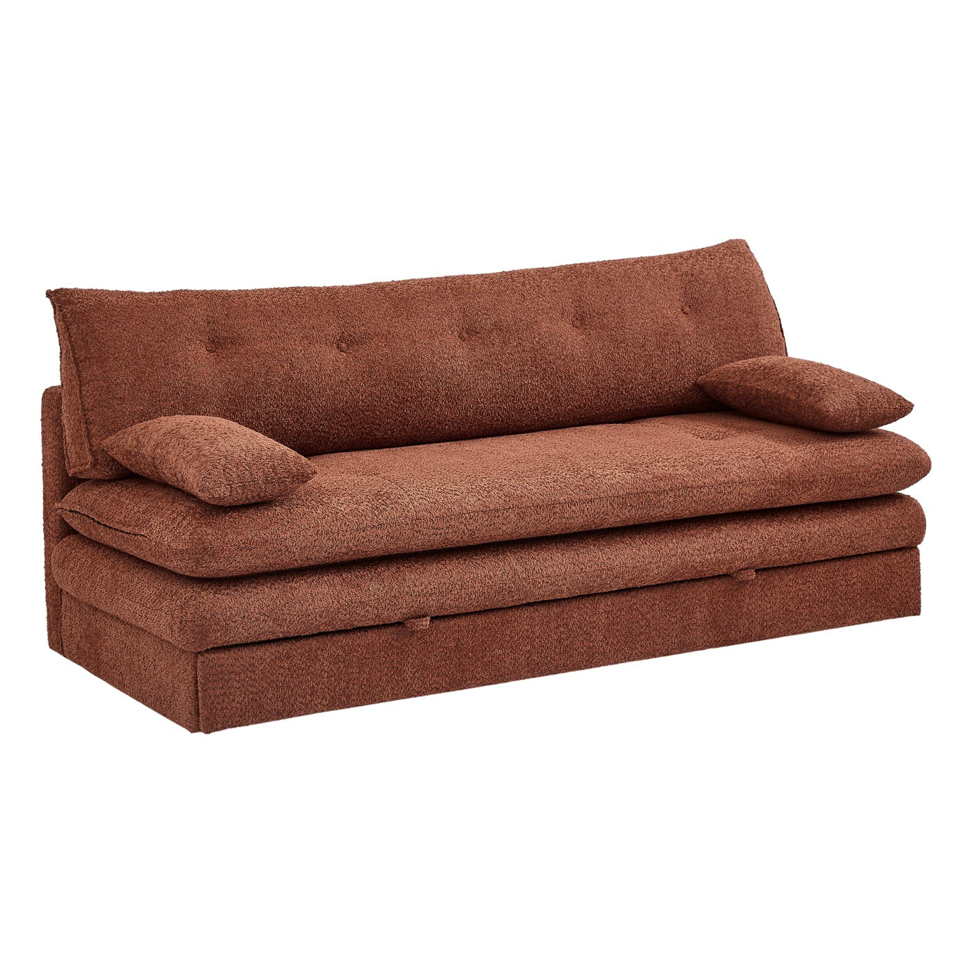 Kiara - Banquette Convertible 3 Places - Tissu Bouclette Terracotta