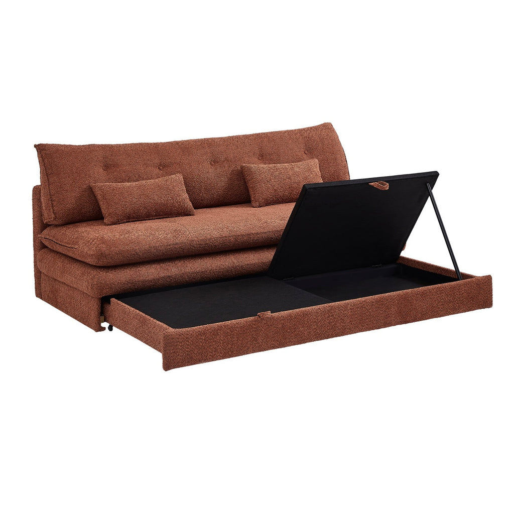 Kiara - Banquette Convertible 3 Places - Tissu Bouclette Terracotta
