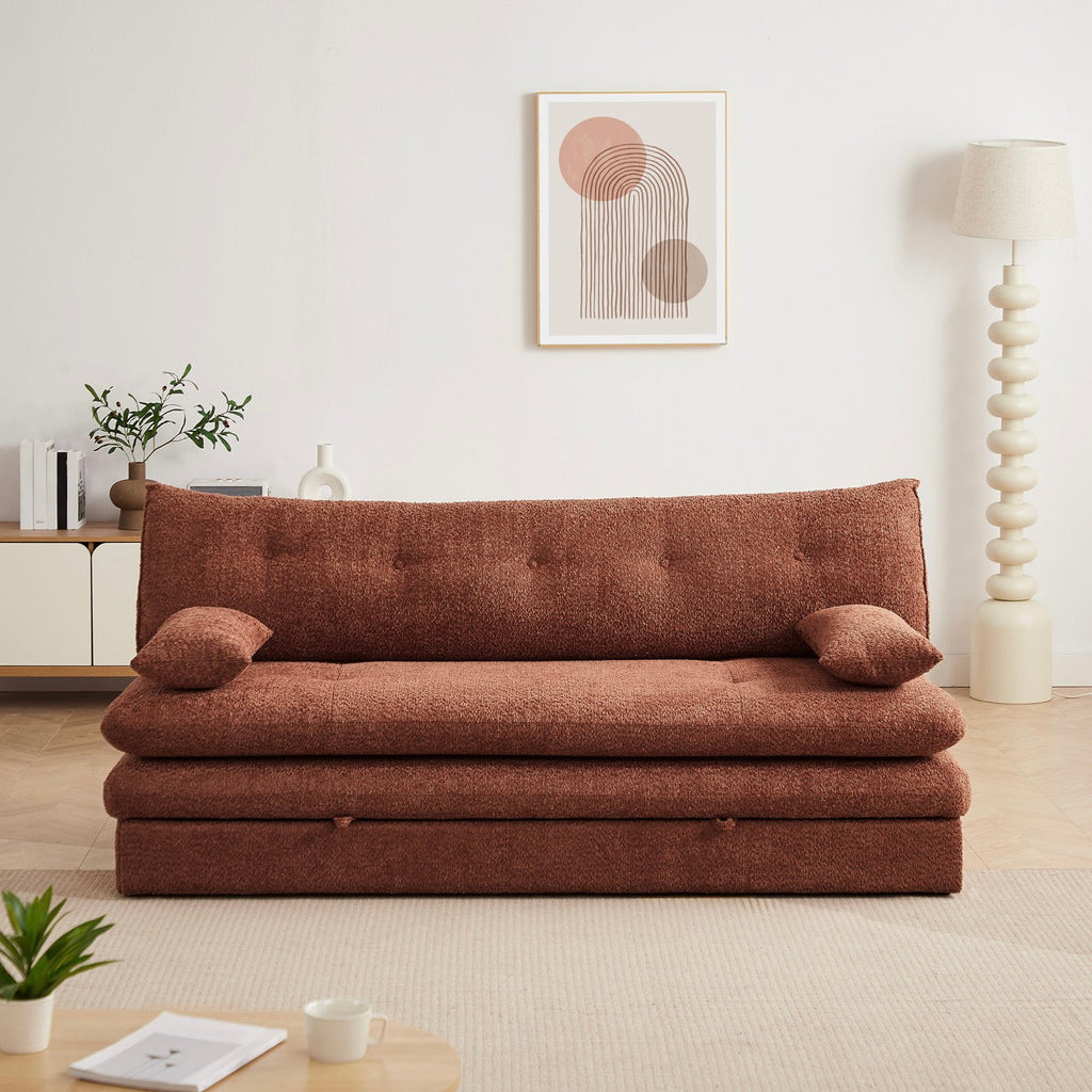Kiara - Banquette Convertible 3 Places - Tissu Bouclette Terracotta