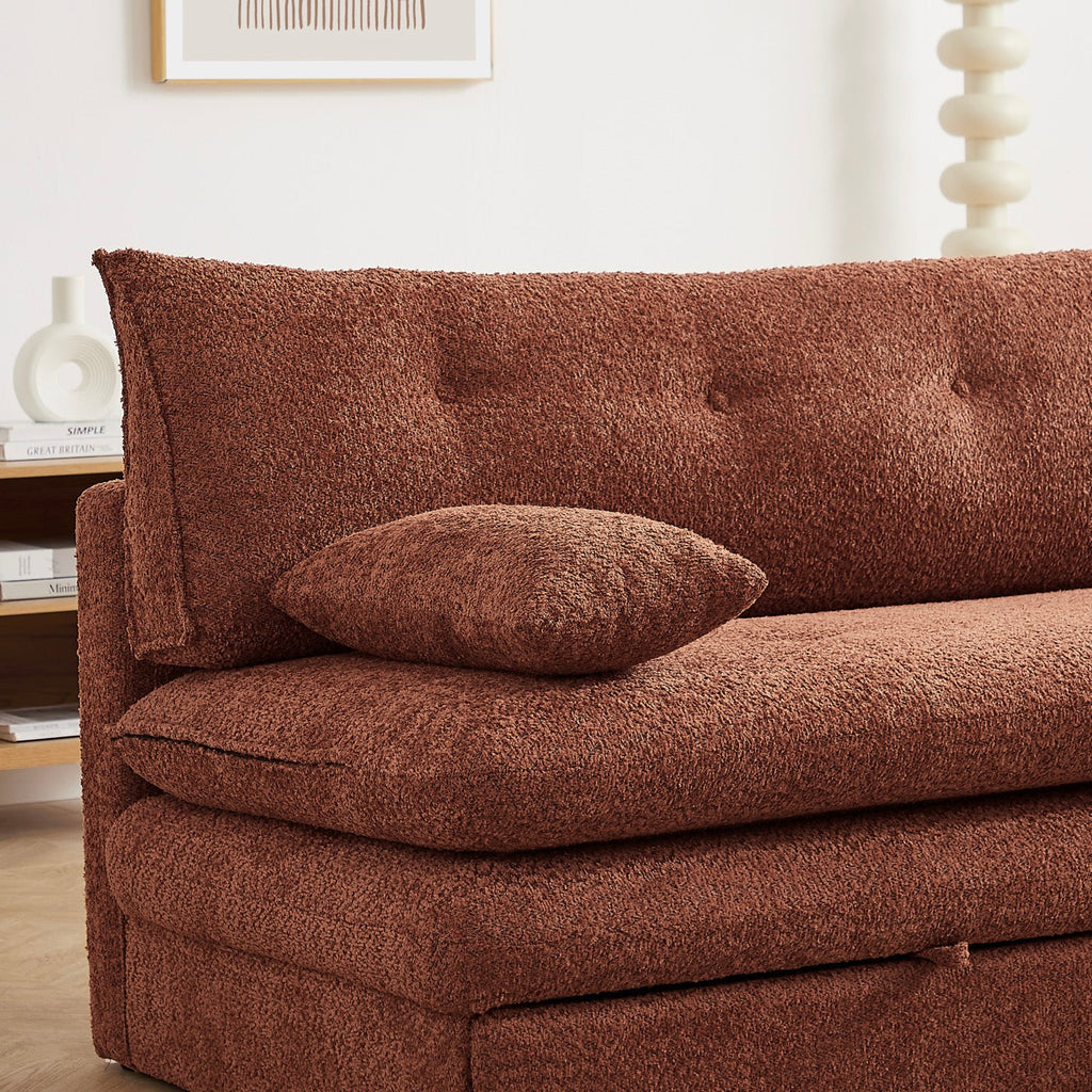 Kiara - Banquette Convertible 3 Places - Tissu Bouclette Terracotta