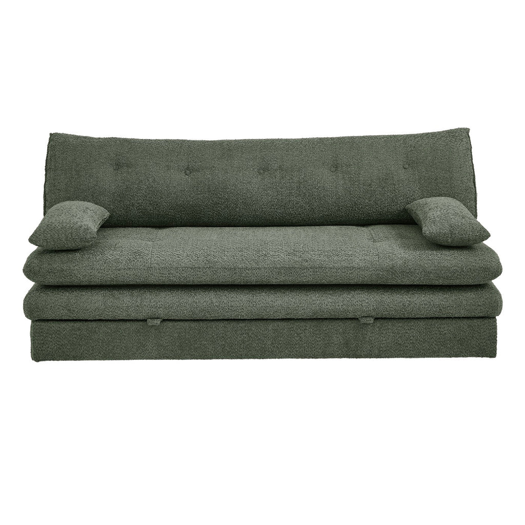Kiara - Banquette Convertible 3 Places - Tissu Bouclette Vert