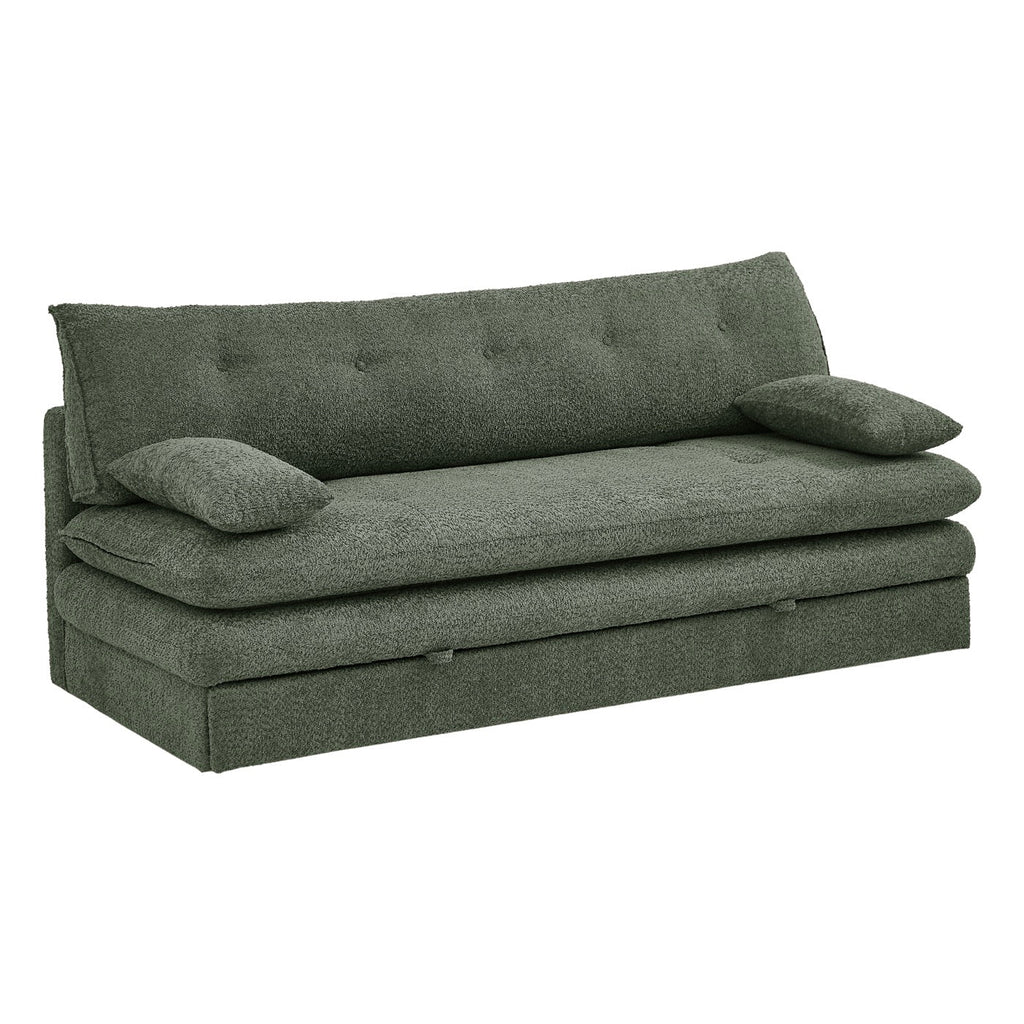 Kiara - Banquette Convertible 3 Places - Tissu Bouclette Vert