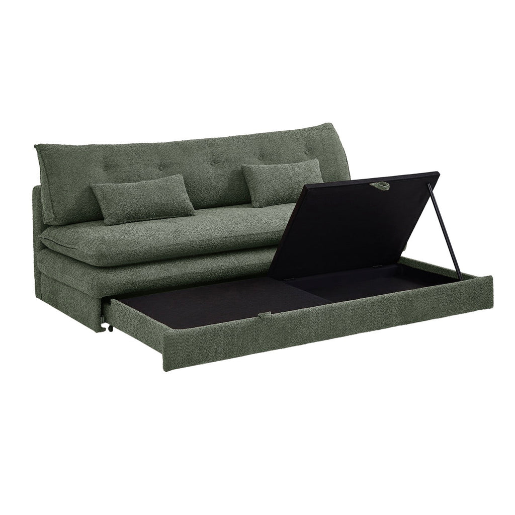 Kiara - Banquette Convertible 3 Places - Tissu Bouclette Vert