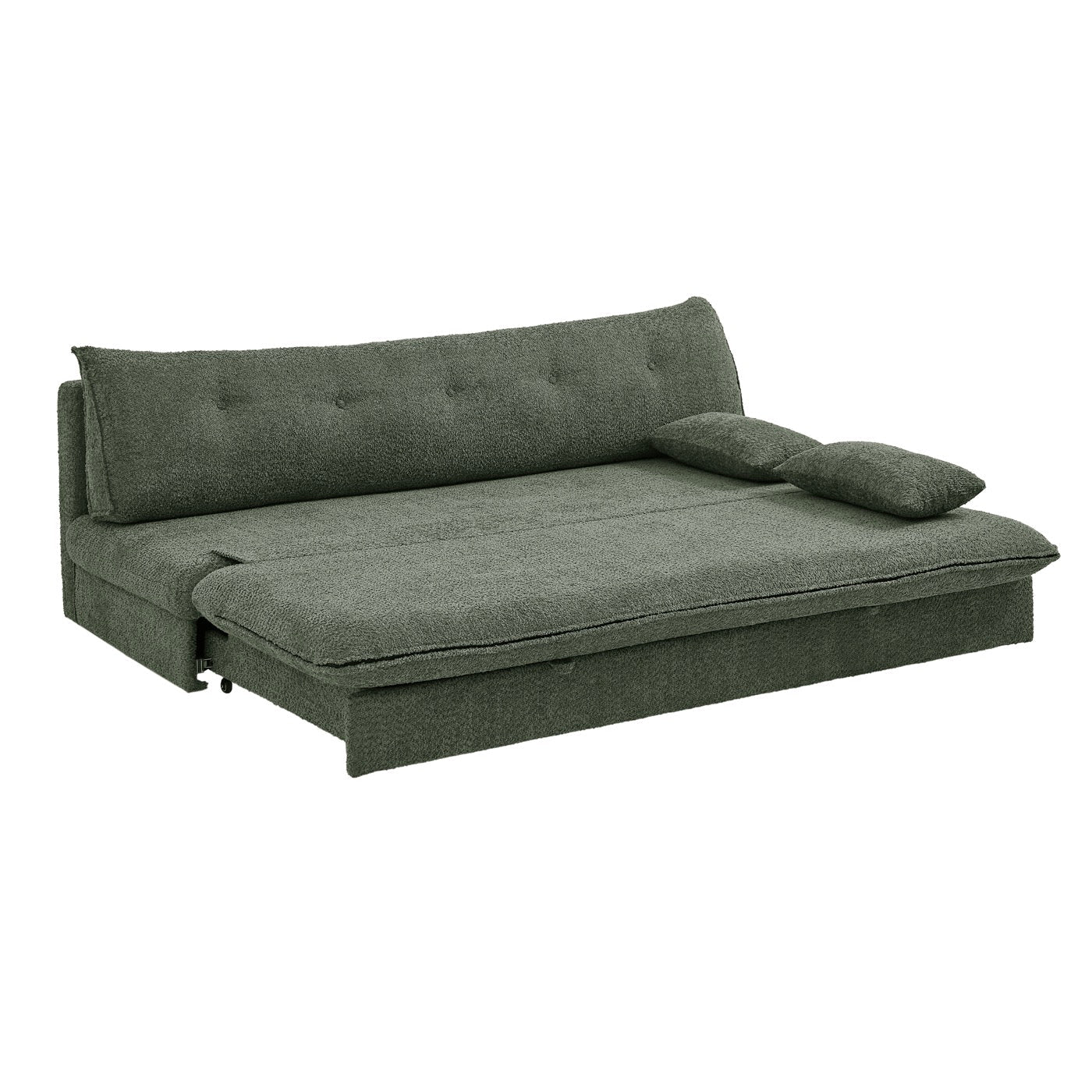 Kiara - Banquette Convertible 3 Places - Tissu Bouclette Vert