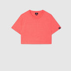 Tee-Shirt Crop Logo - Rose Fluo - Fille