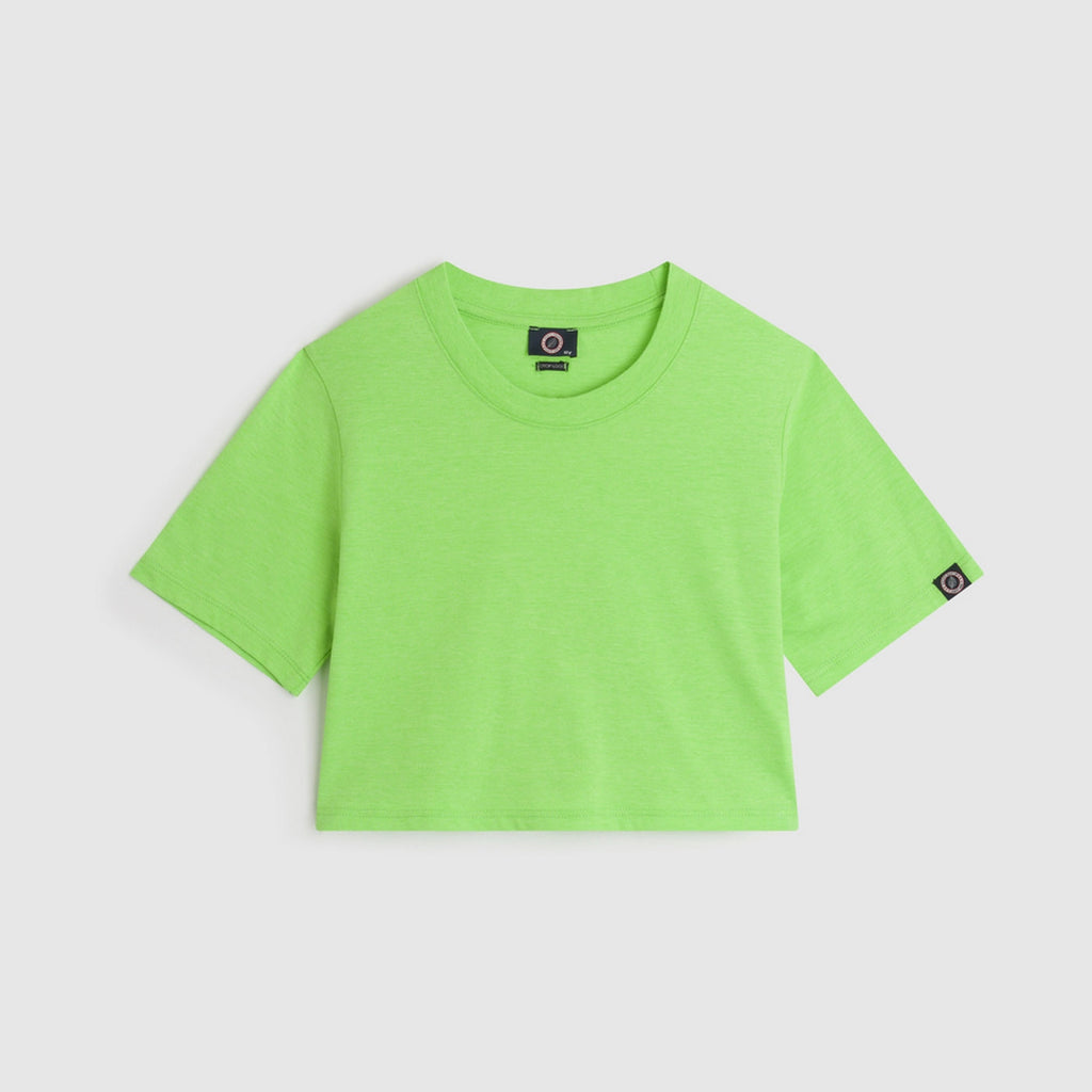 Tee-Shirt Crop Logo - Vert Fluo - Fille