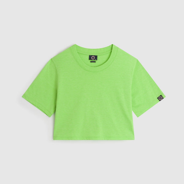 Tee-Shirt Crop Logo - Vert Fluo - Fille