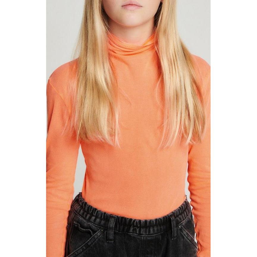 Tee-Shirt Ajusté Manches Longues - Orange Fluo - Enfant