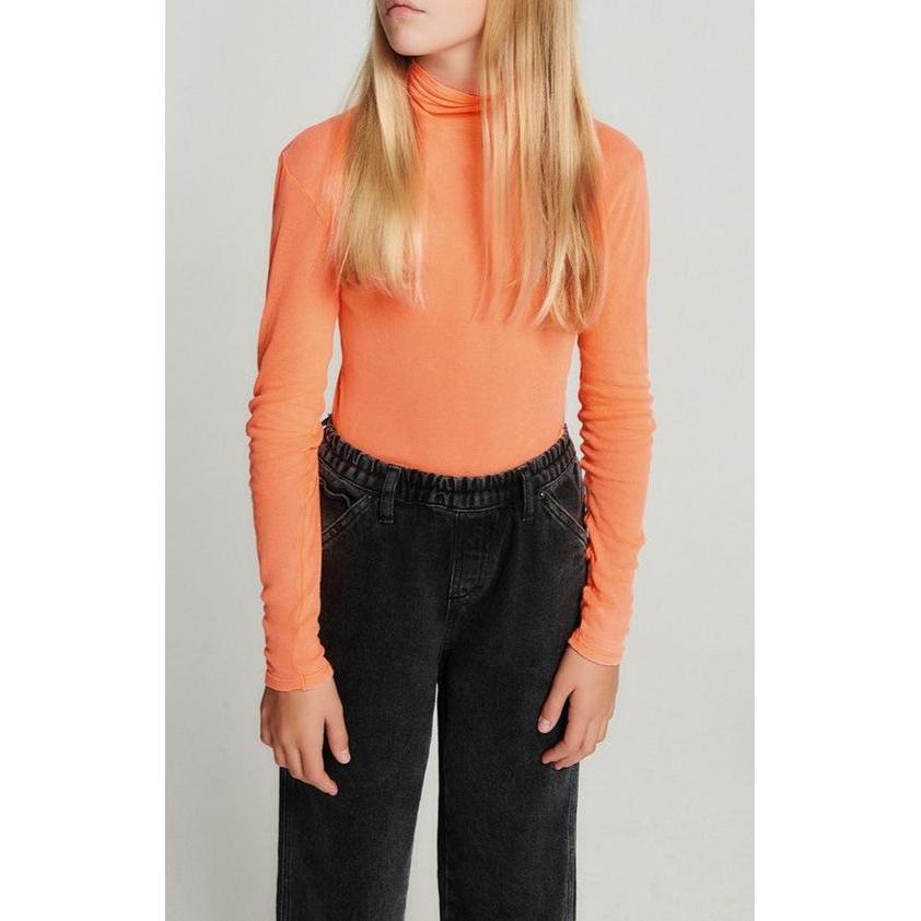 Tee-Shirt Ajusté Manches Longues - Orange Fluo - Enfant